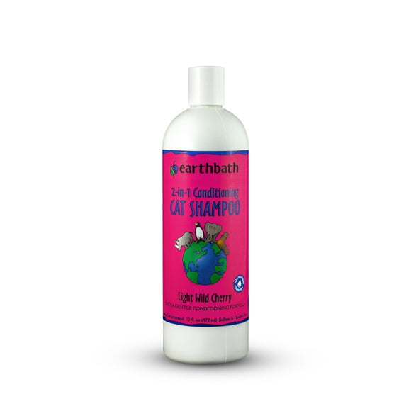 Earthbath 2-in-1 Conditioning Cat Shampoo, Light Wild Cherry, 16-oz