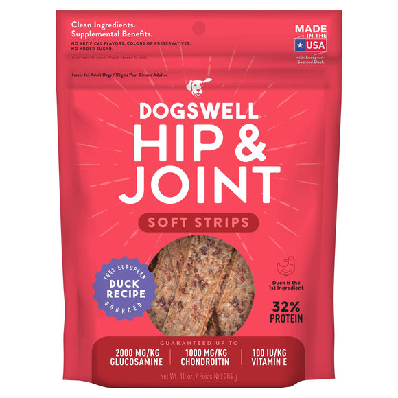 Dogswell Soft Strips Grain-Free Hip & Joint Duck Treat, 10-oz