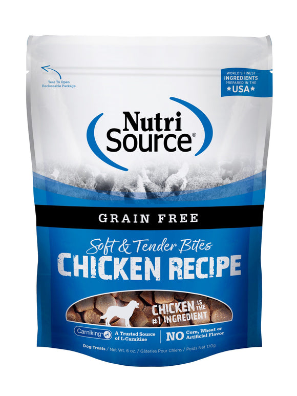 NutriSource- Grain Free Bites Chicken Dog Treats, 6-oz