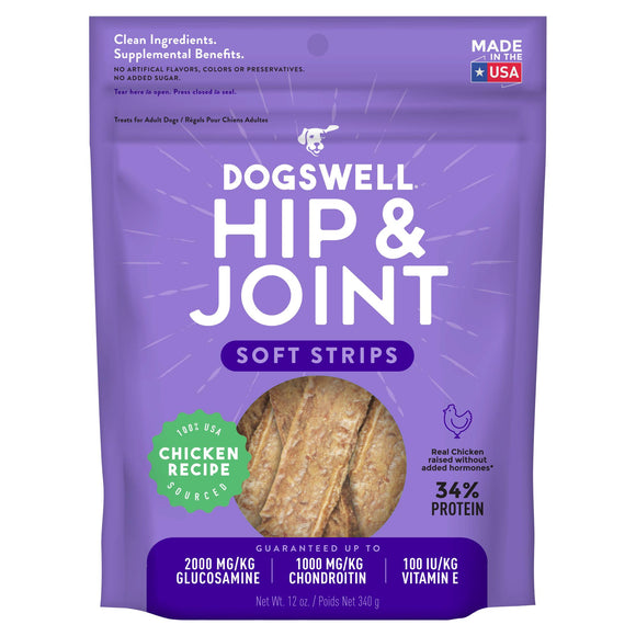 Dogswell Soft Strips Grain-Free Hip & Joint Chicken Treat, 12-oz