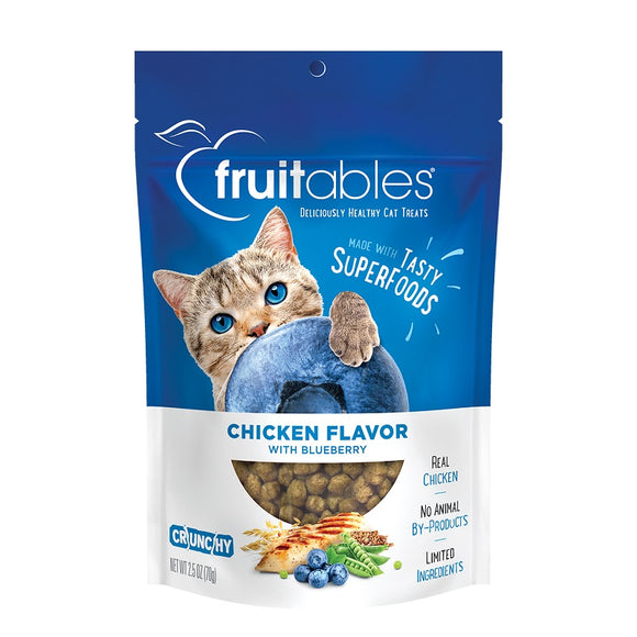 Fruitables Chicken Flavor with Blueberry Crunchy Cat Treats, 2.5-oz