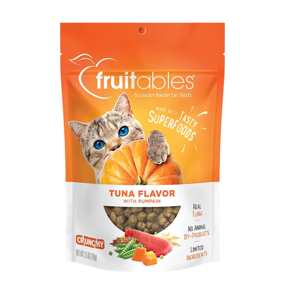 Fruitables Tuna Flavor with Pumpkin Crunchy Cat Treats, 2.5-oz