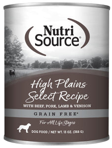 NutriSource- Grain Free High Plains Select Canned Dog Food, 12.3-oz