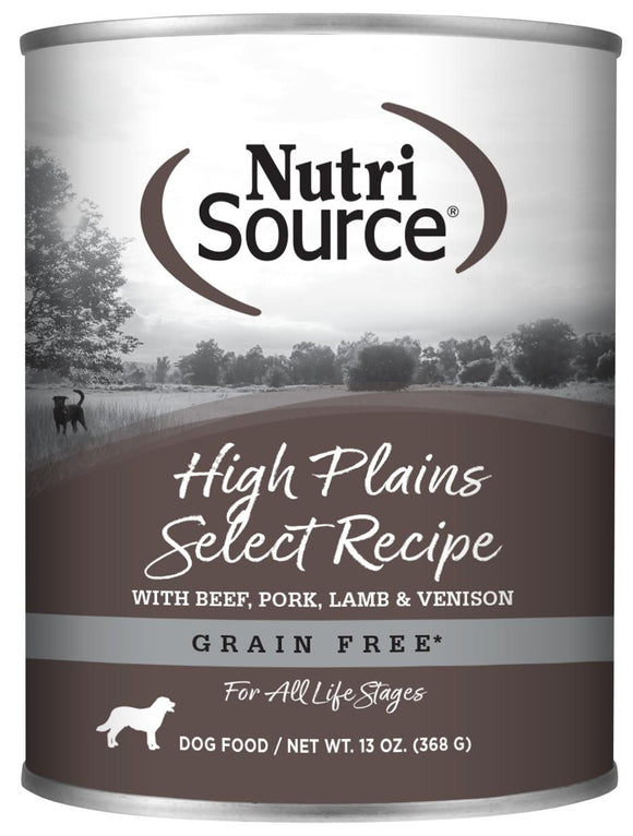 NutriSource- Grain Free High Plains Select Canned Dog Food, 12.3-oz