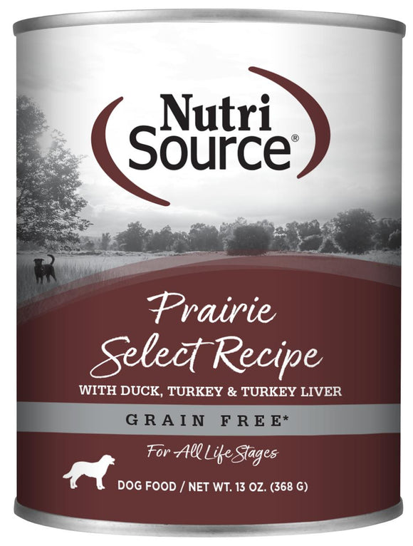 NutriSource- Grain Free Prairie Select Canned Dog Food, 13-oz
