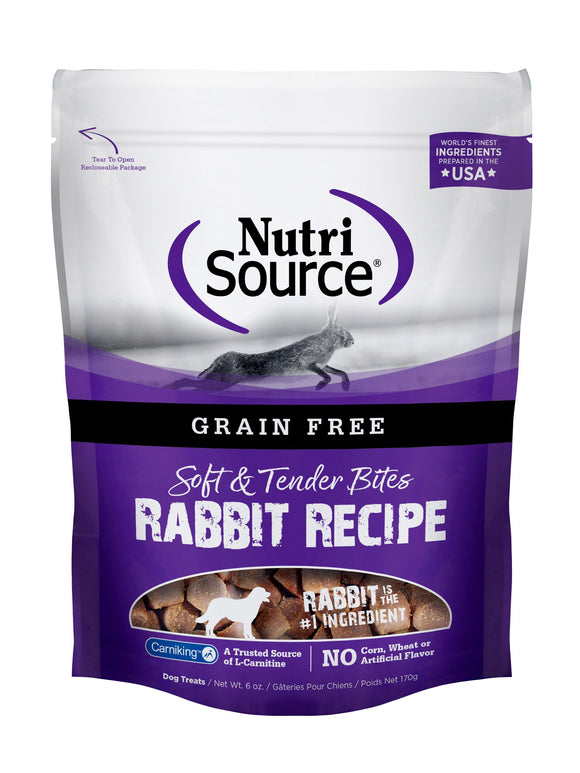 Nutrisource- Grain Free Bites Rabbit Dog Treats, 6-oz