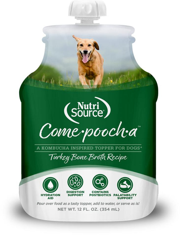 NutriSource Come-Pooch-A Turkey Bone Broth Dog Food Topper 12-oz